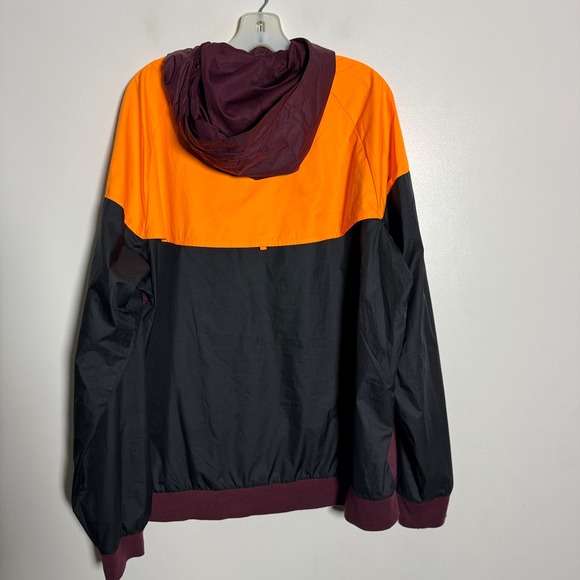 Nike Windrunner Hooded Jacket Orange Burgundy Black Colorblock Zip Up Mens XL - Picture 3 of 7